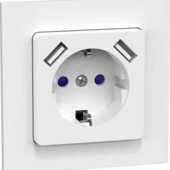 Pistorasia Gelia Connect 2 Home 1-osainen + 2xUSB 2.1A 16A uppo-asennus valkoinen