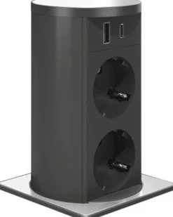 Pistorasia Limente Lift neliö USB, tasoon upotettava, IP54