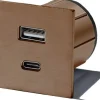 Pistorasia Limente Pick-2 USB neliö IP20 240V kupari