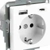 Pistorasia Schneider Electric Exxact 1-osainen + 2x USB lataus A+C 3 A, valkoinen