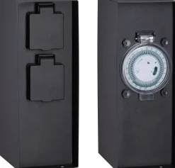 Pistorasiatolppa Paulmann Rio 2 pistorasiaa ajastus 85x120x230mm IP44 antrasiitti