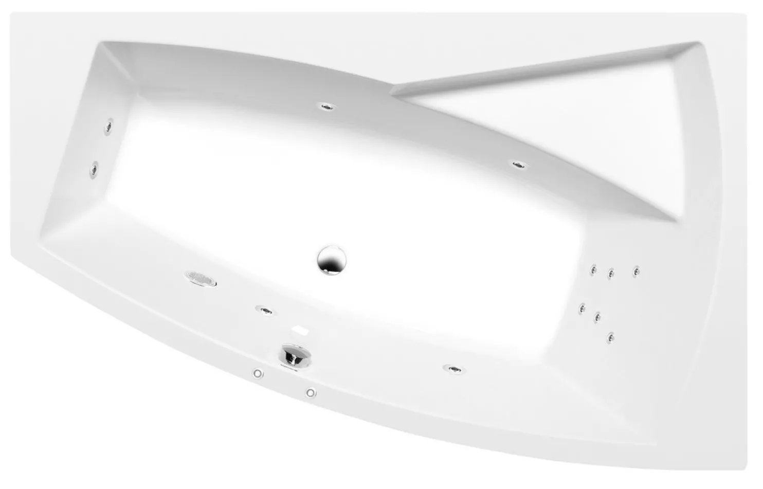 Poreamme Interia Evia Attraction Hydro, 1600x1000x470mm, oikea, 230l, valkoinen