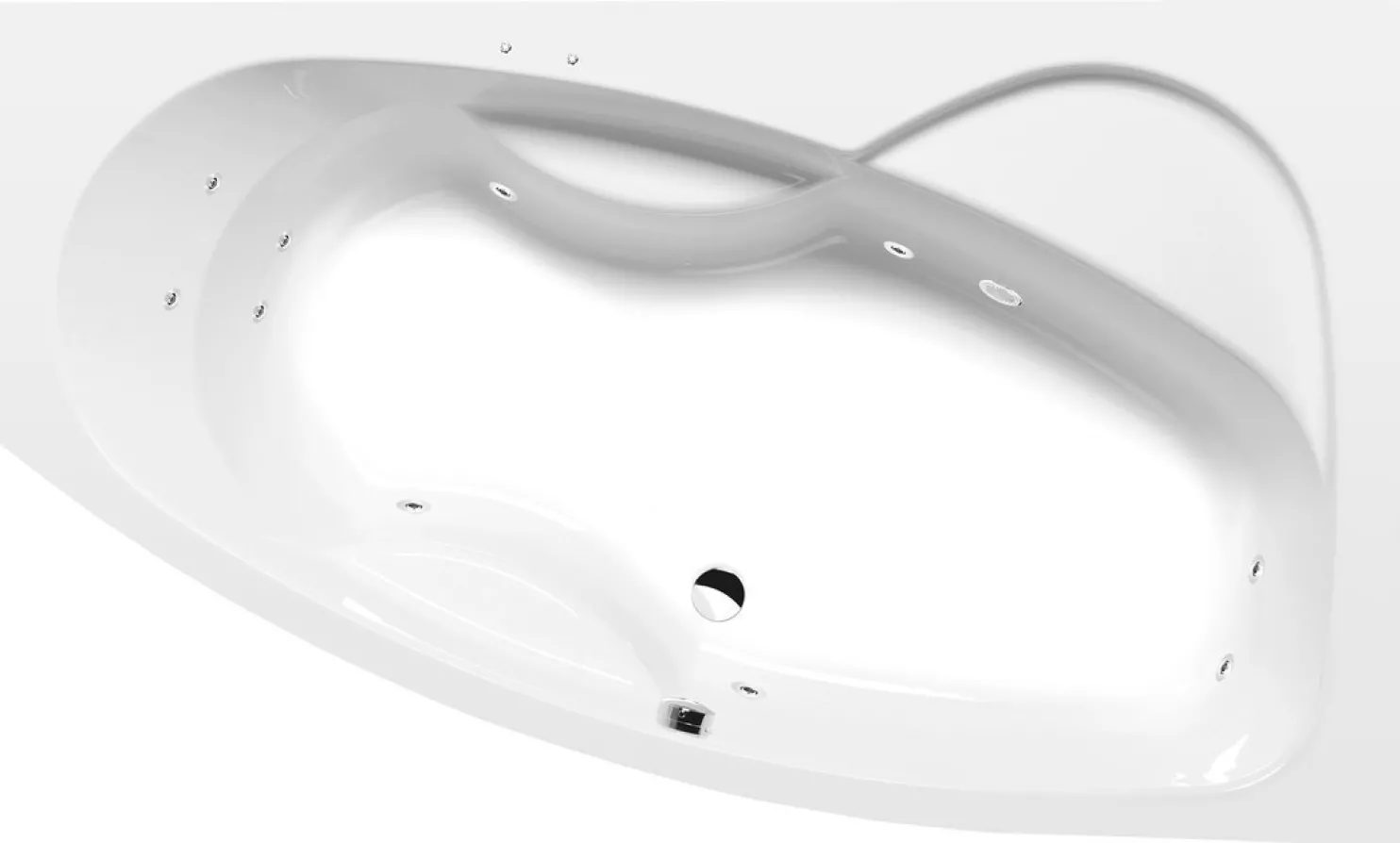Poreamme Interia Mamba Active Hydro, 1600x950x440mm, oikea, 235l, valkoinen