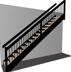 Portaat Lappiporras suora malli, K11-metallikaide, koivu, korkeus 2750-3040mm, omakotitaloon
