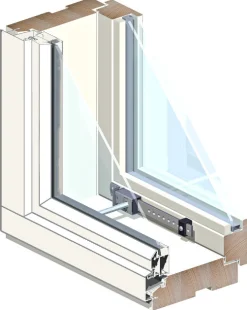 Puu-alumiini-tuuletusikkuna MSEAL 6x6 karmi 131mm
