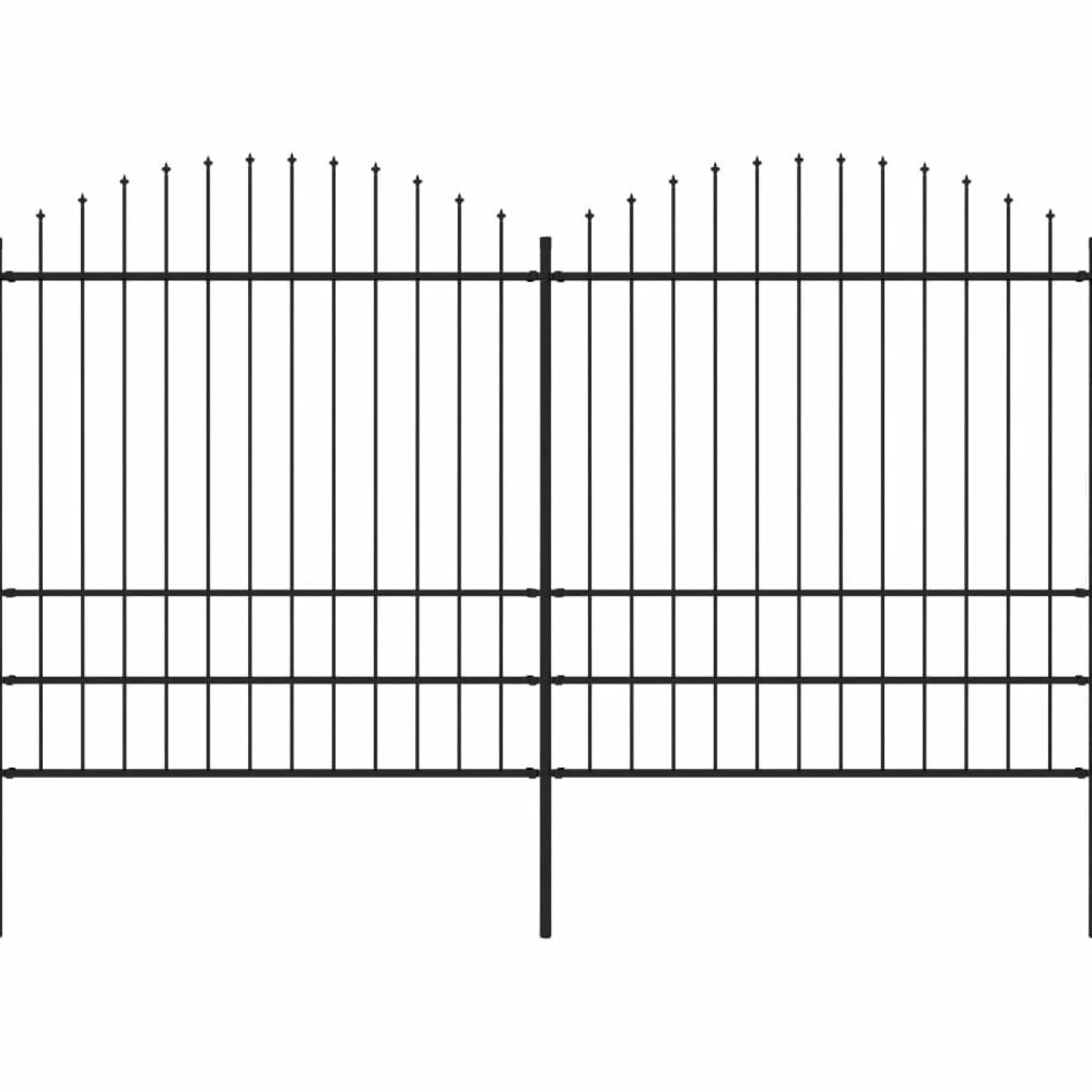 Puutarha-aita keihäskärjillä teräs (1.75-2)x3.4m musta