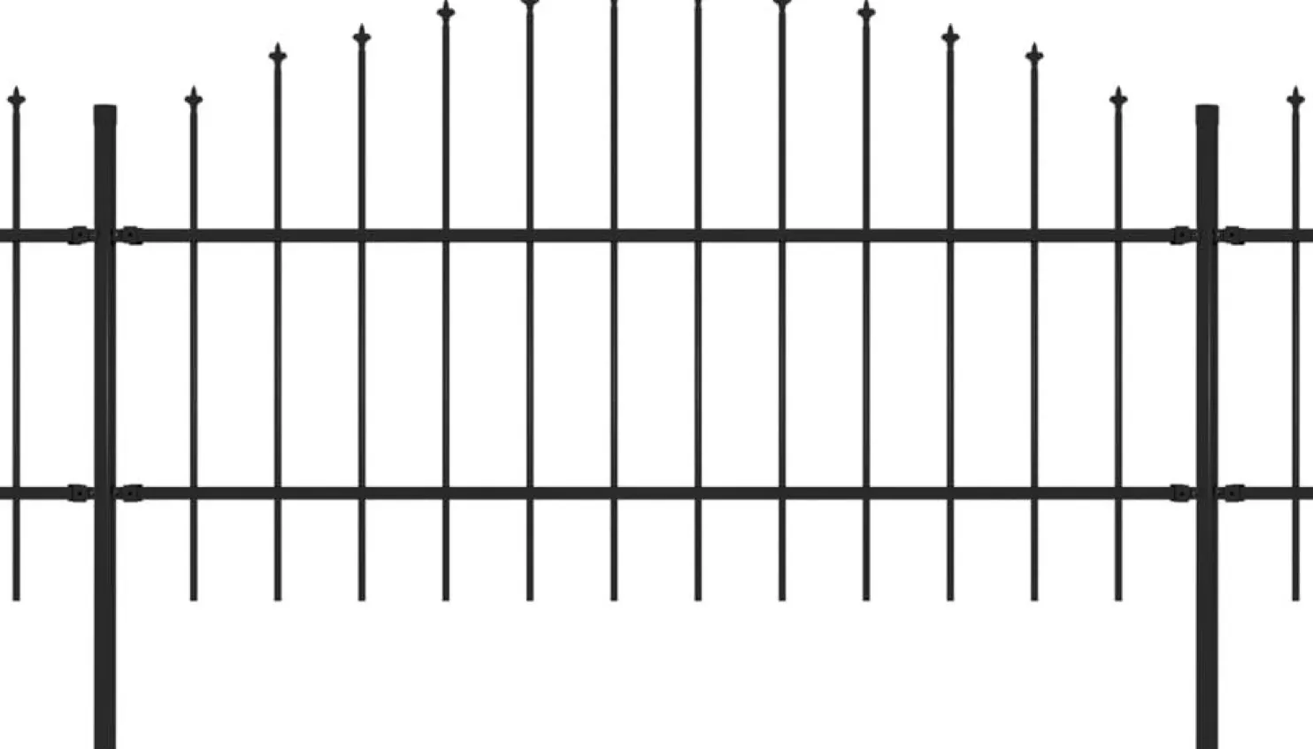 Puutarha-aita keihäskärjillä teräs (0.75-1)x6.8m musta