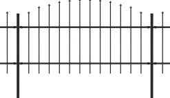 Puutarha-aita keihäskärjillä teräs (1-1.25)x6.8m musta