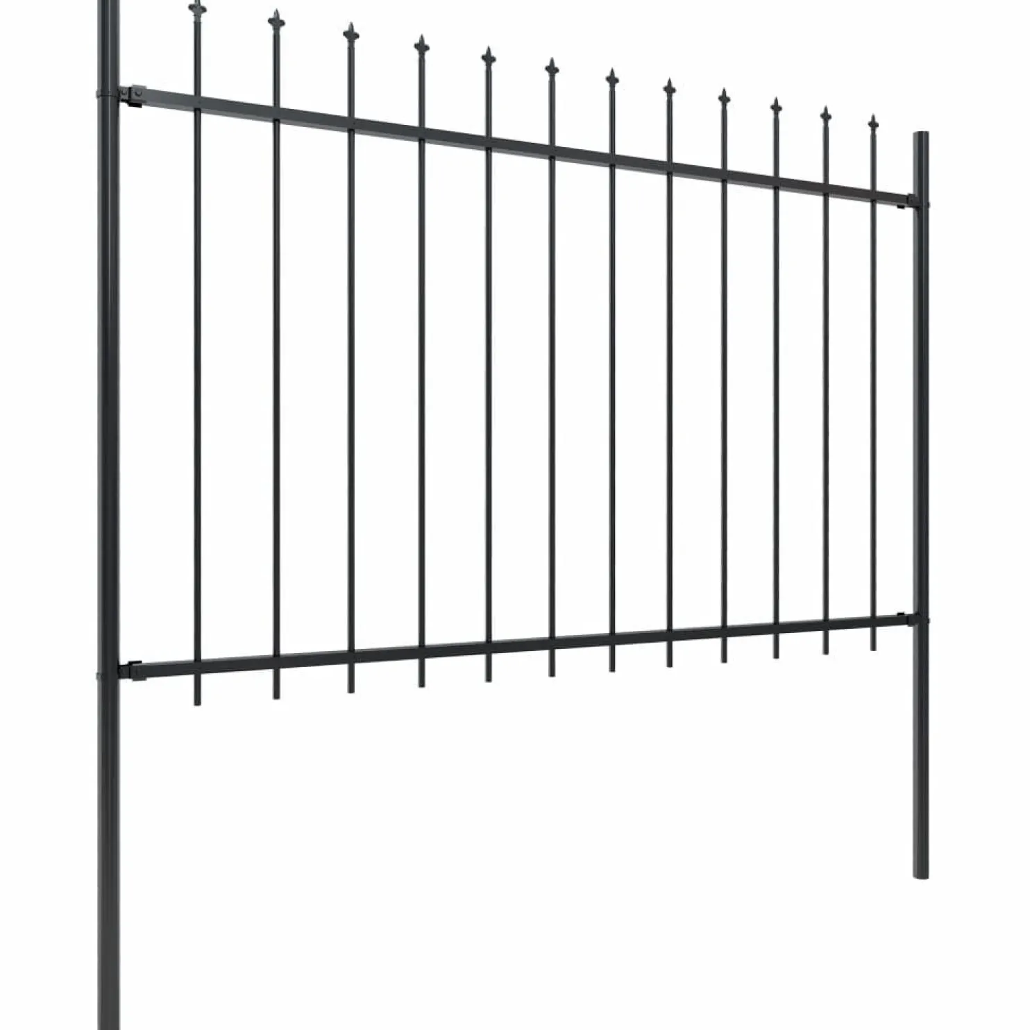 Puutarha-aita keihäskärjillä 15.3x1.2m teräs musta
