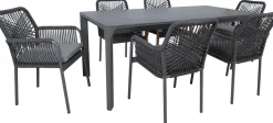 Puutarhakalustesetti Home4You CARVES olefiiniköysipunostuoleilla, 6 tuolia, harmaa