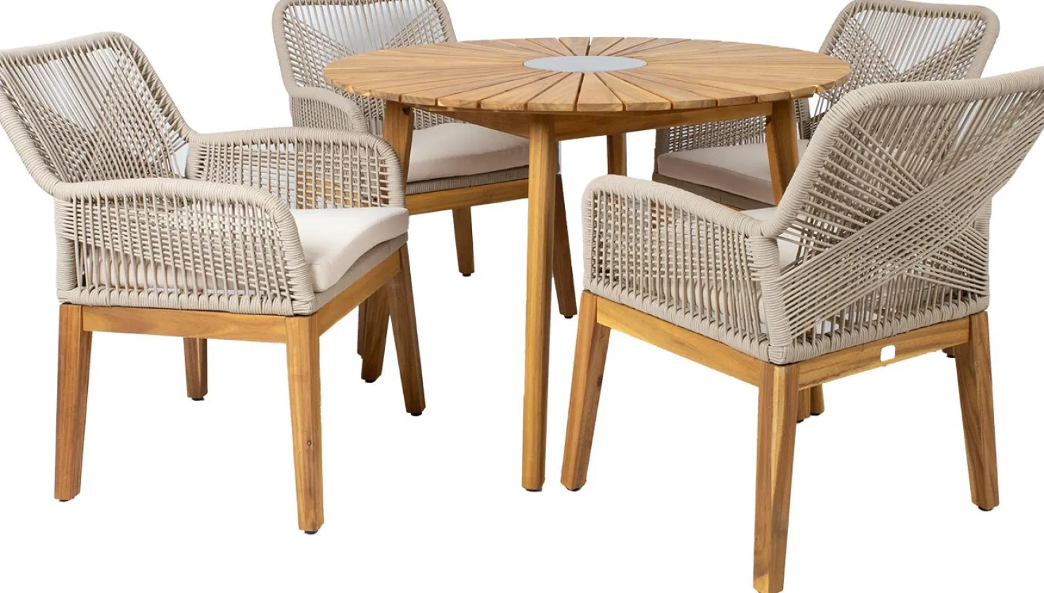 Puutarhakalustesetti Home4You FLORIDA pöytä ja 4 tuolia, beige