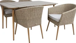 Puutarhakalustesetti Home4You NORWAY pöytä ja 4 tuolia, beige
