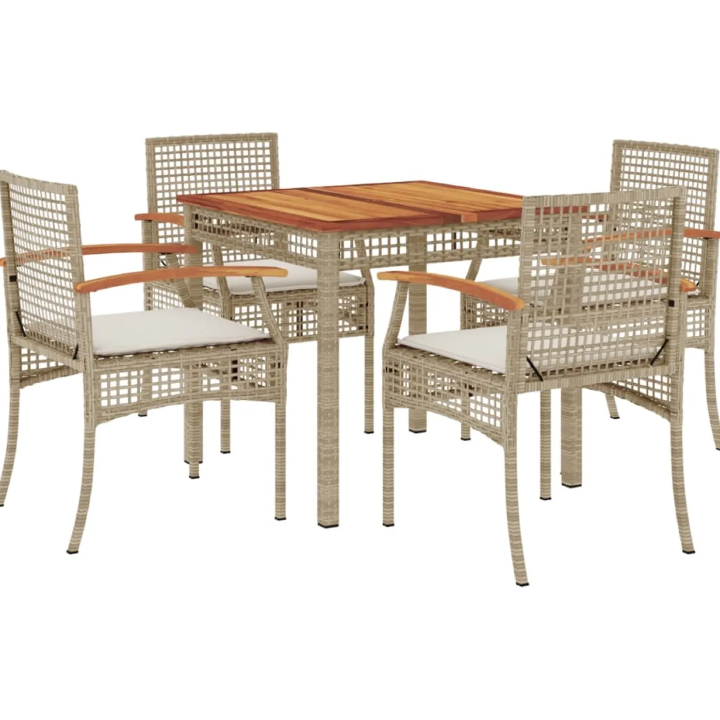 Puutarhan ruokailuryhmä tyynyillä beige polyrottinki, eri malleja ja pakkauskokoja (42946)