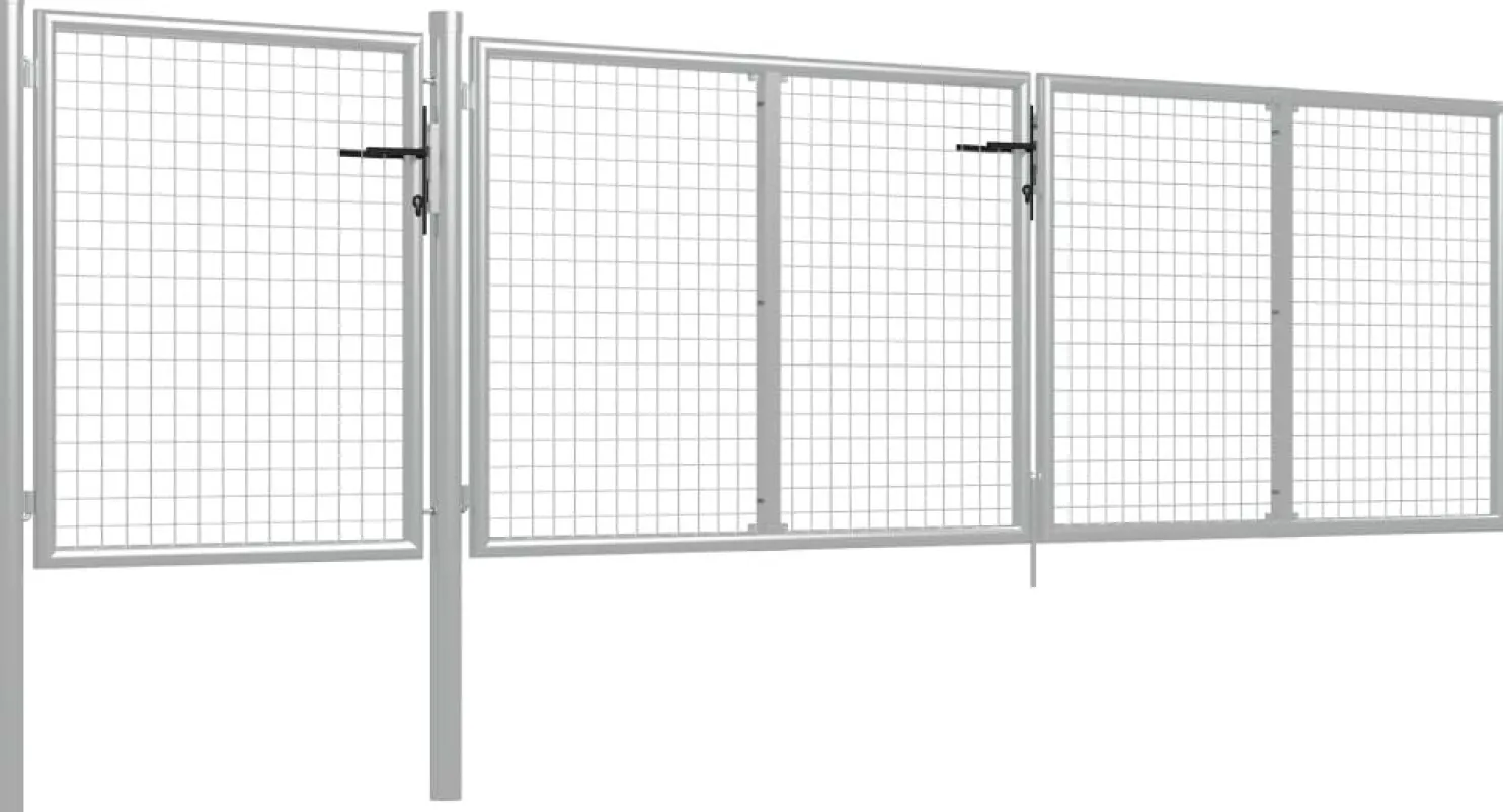 Puutarhaportti käyntiovella teräs 400x100cm hopea