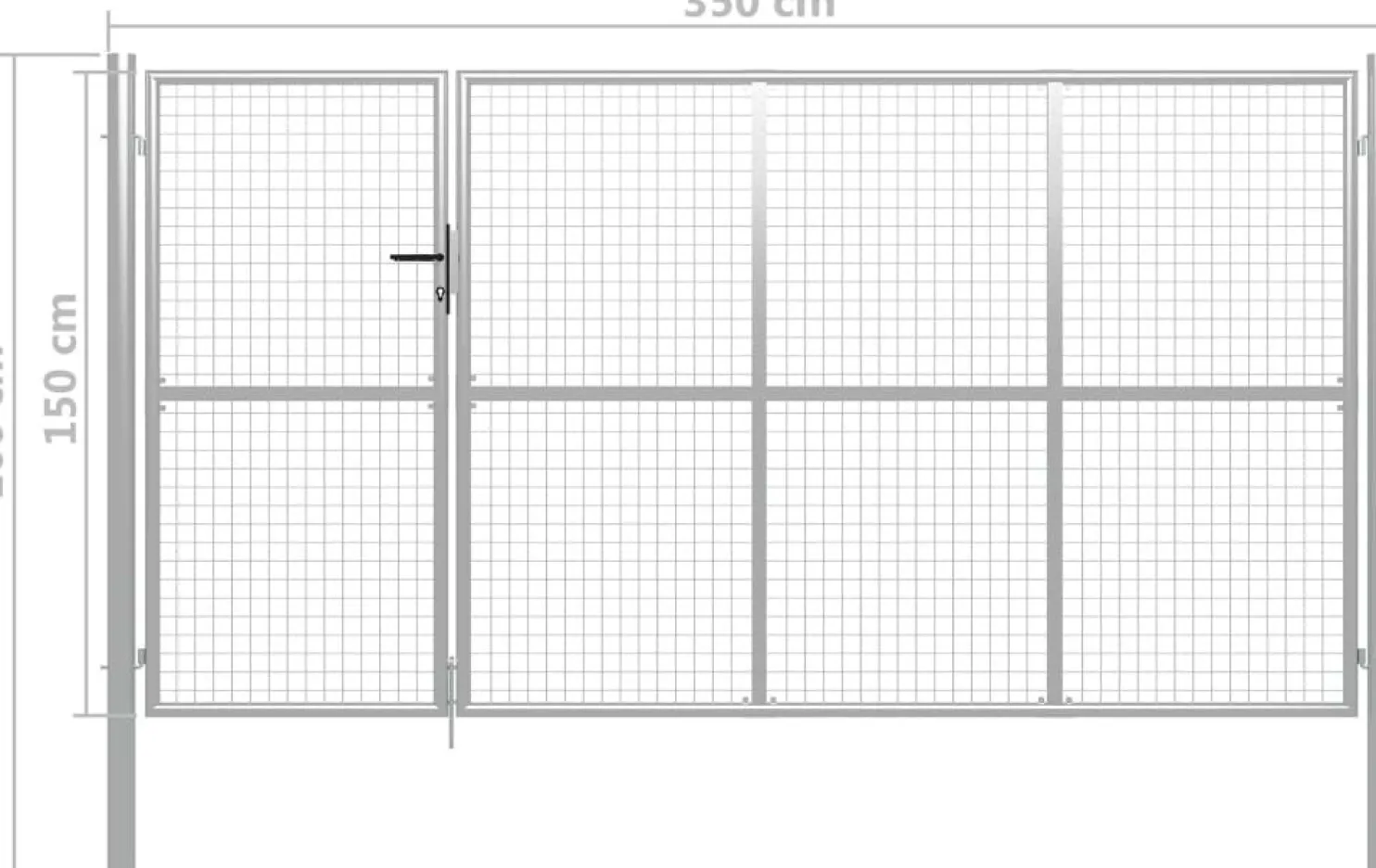Puutarhaportti teräs 350x150cm hopea