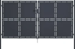 Puutarhaportti teräs 300x150cm umpinainen antrasiitti