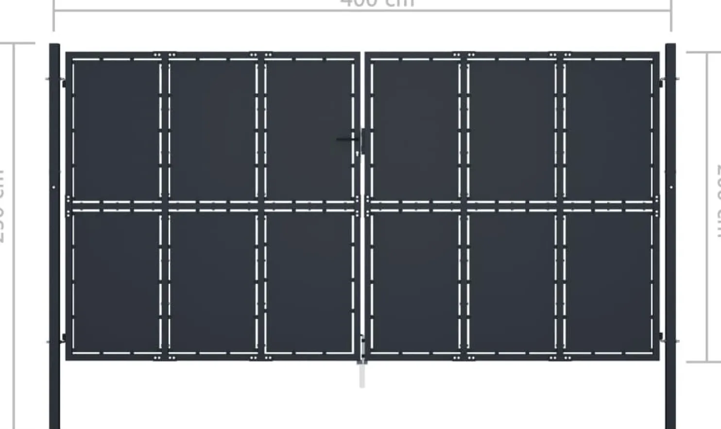 Puutarhaportti teräs 400x200cm umpinainen antrasiitti