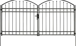 Puutarhaportti tuplaovilla kaareva yläosa teräs 300x150cm musta