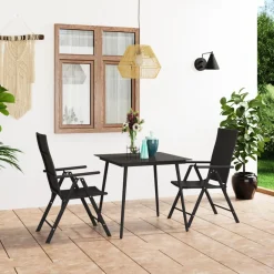 Puutarharuokailuryhmä 80cm, musta, 3 osaa