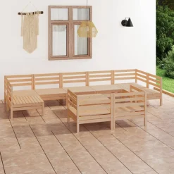 Puutarhasohvasarja, pöydällä, mäntypuu, 10-osaa, eri värejä