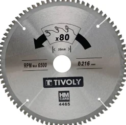 Pyörösahanterä Tivoly 216 × 30 × 2,5/1,7mm alumiinille ja värimetalleille