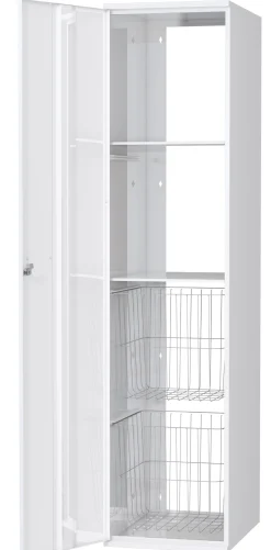 Pyykkikaappi Polaria 300x1700x530 mm vasenkätinen sylinterilukko 2 koria + 2 hyllyä