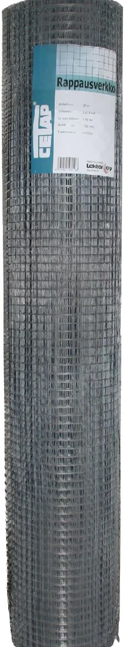 Rappausverkko Cetap, 19x19x1mm, 25m, sinkitty, eri korkeuksia