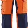 Riipputaskuhousut Blåkläder 1552 Highvis stretch huomio-oranssi/sininen