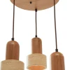 Riippuvalaisin Linento Lighting Loer-C, 3-osainen, E27, max. 40W, IP20, tammi/beige