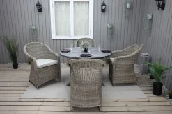 Ruokailuryhmä Baltic Garden, Ø112cm Scottsdale-pöytä + 4 Daisy-tuolia