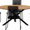Ruokailuryhmä ulos Venture Home, musta Mexico-pöytä Ø140cm + 4 mustaa Bois-tuolia