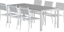 Ruokailuryhmä ulos Venture Home, harmaa Break-pöytä 205x90cm + 6 harmaata Copacabana-tuolia