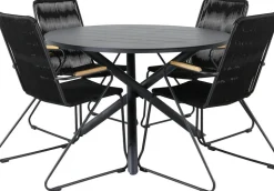 Ruokailuryhmä Venture Home, ø120cm musta Alma-pöytä + 4 mustaa Bois-tuolia