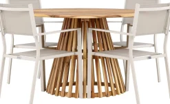 Ruokailuryhmä Venture Home, ø120cm Lumpur-pöytä + 4 pinottavaa Copacabana-tuolia