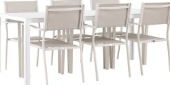 Ruokailuryhmä Venture Home, 205x90cm Break-pöytä + 6 pinottavaa Copacabana-tuolia