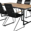 Ruokailuryhmä Venture Home, 200x100cm Khung-pöytä + 6 mustaa Bois-tuolia
