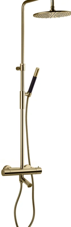 Sadesuihkusetti Tapwell TVM2200 Brass, termostaattihanalla, juoksuputkella, suihkupää ⌀250mm, kiiltävä messinki