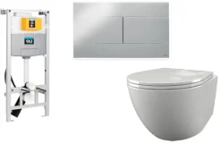 Seinä-WC-paketti OLI 120 Nordic Bull 500, soft close, huuhtelukaulukseton