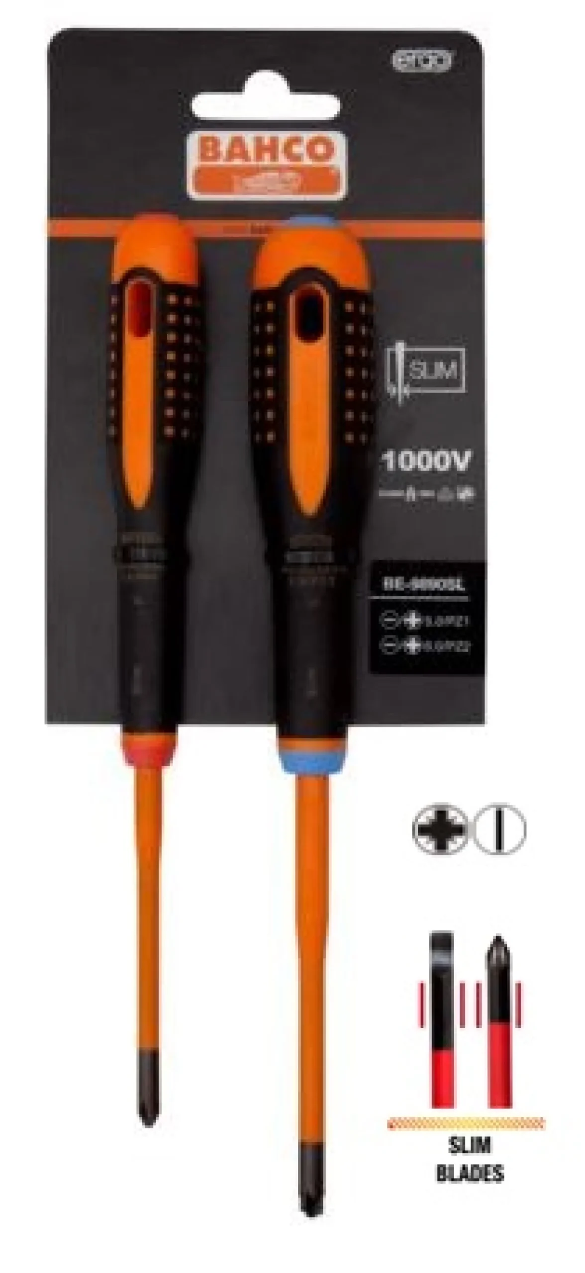 Sähköeristetty ruuvimeisselisarja Bahco Ergo Combi Slim™, 2 kpl, 1000 V VDE