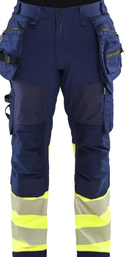 Softshell-riipputaskuhousut Blåkläder 1821 Highvis polvisuojataskuilla