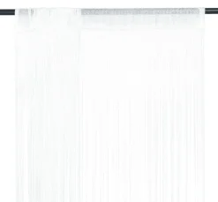 String-verhot 2 kpl 100x250 cm valkoinen