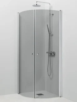 Suihkukulma Vihtan Ocean 4+4 700/900 mm kääntyvä kaareva harmaa lasi