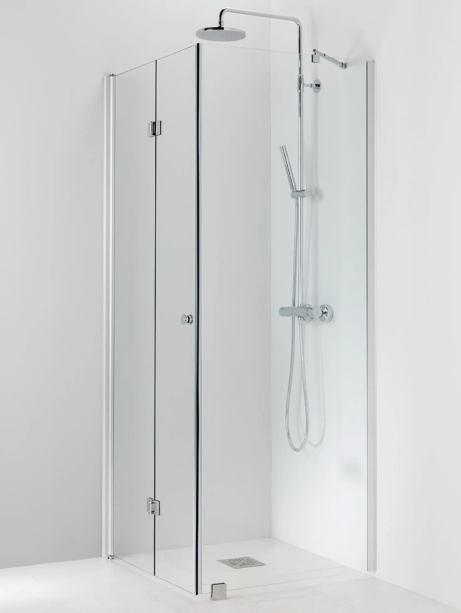 Suihkukulma Vihtan Ocean 5+6 700/750 mm kiinteä + taittuva suora kirkas lasi