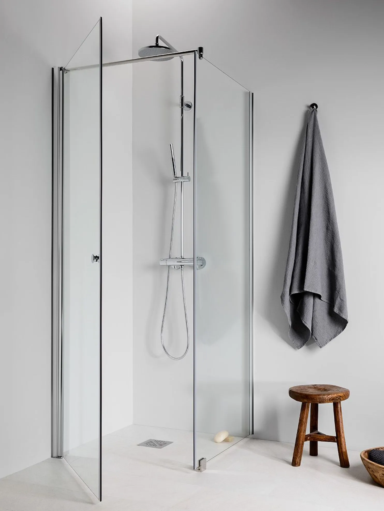 Suihkukulma Vihtan Ocean 3+6 900/850 mm kiinteä + kääntyvä suora kirkas lasi