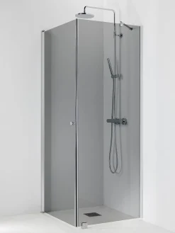 Suihkukulma Vihtan Ocean 3+6 800/850 mm kiinteä + kääntyvä suora harmaa lasi