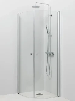 Suihkukulma Vihtan Pisara 4+4 900/900 mm kääntyvä kaareva kirkas lasi