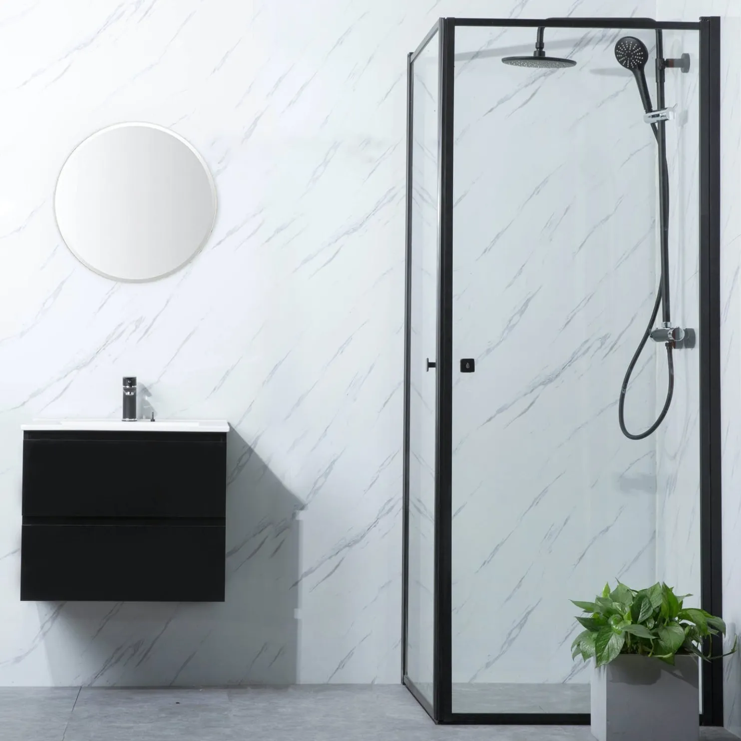 Suihkunurkka Bathlife Profil, 700-1000mm, kaksi ovea, musta, eri kokoja