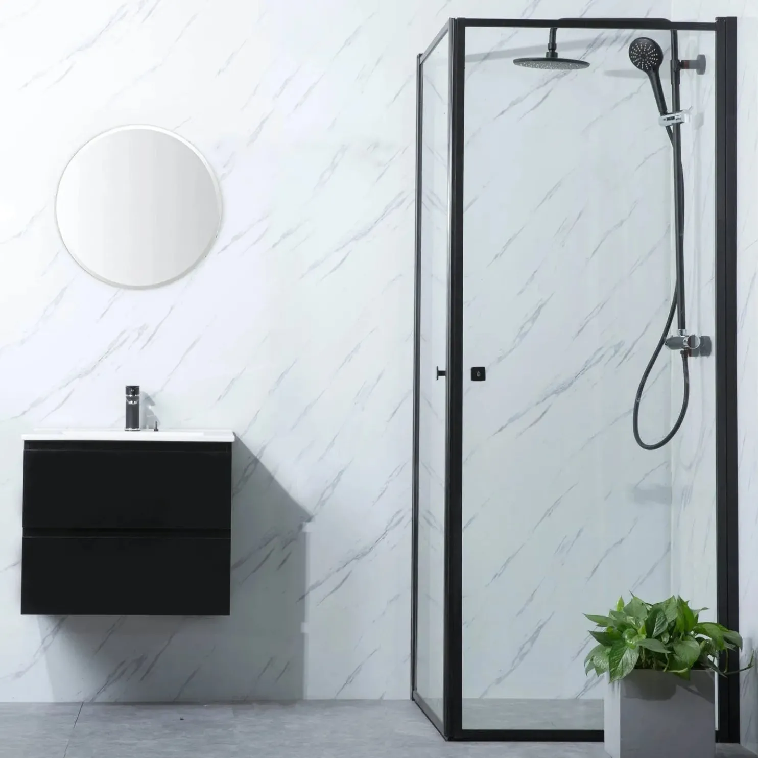 Suihkunurkka Bathlife Profil, 700-1000mm, kaksi ovea, musta, eri kokoja