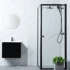 Suihkunurkka Bathlife Profil seinä 800 mm ovi 700 mm musta kehys
