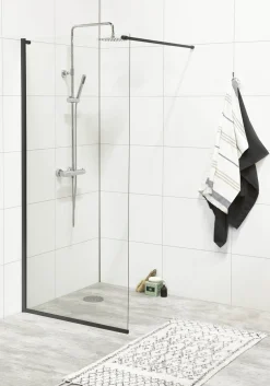 Suihkuseinä Noro Frost DV 115 seinäprofiilisetillä musta profiili